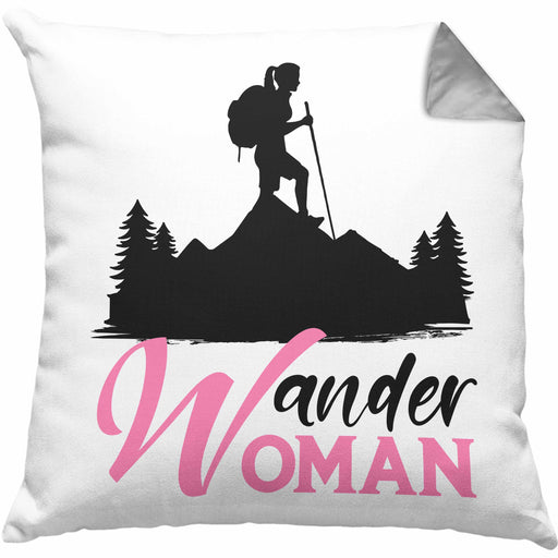 Wander Woman Kissen mit Füllung 40x40 Geschenk Wandern Frauen Geschenkidee Lustige Kissen mit Füllung 40x40 zum Wandern (Grau) Grau Trendation