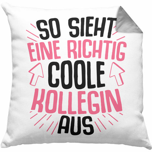 So Sieht Eine Richtig Coole Kollegin Aus Kissen mit Füllung 40x40 Geschenk Beste Kollegin Arbeitskollegin Geschenkidee (Grau) Grau Trendation