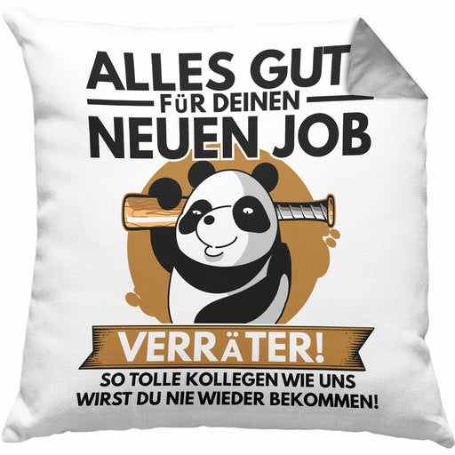 Jobwechsel Kissen mit Füllung 40x40 Geschenk Neuer Job Abschied Abschiedsgeschenk Kollege Kollegin Alles Gute Für Den Neuen Job (Grau) Grau Trendation