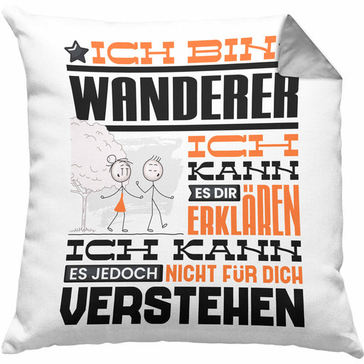 Wandern Geschenk Kaffee-Kissen mit Füllung 40x40 Geschenkidee für Wandern Ich Bin Wandern Ich Kann Es Dir Erklären Jedoch Nicht Für Dich Verstehen Spruch Lustig (Grau) Grau Trendation