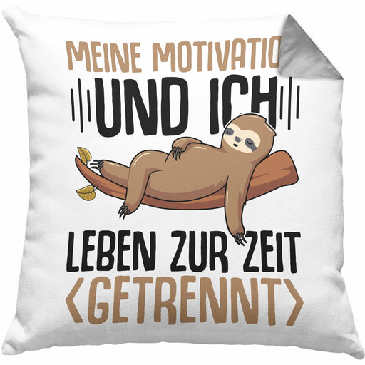 Faultier Kissen mit Füllung 40x40 Geschenk Meine Motivation Und Ich Leben Zur Zeit Getrennt Kissen mit Füllung 40x40 Spruch Geschenk Frauen Kollegin (Grau) Grau Trendation