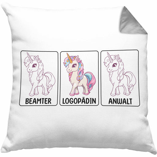 Logopädin Kissen mit Füllung 40x40 Geschenk Einhorn Geschenkidee Logopädie (Grau) Grau Trendation