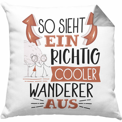 So Sieht Ein Richtig Cooler Wandern Aus Geschenk Kissen mit Füllung 40x40 Lustiger Spruch Geschenkidee (Grau) Grau Trendation