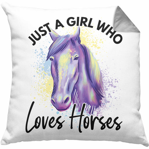 Lustige Reiter Sprüche Geschenk Kissen mit Füllung 40x40 Reiterin Pferde Mädchen Geschenkidee Pferde Just A Girl Who Loves Horses (Grau) Grau Trendation