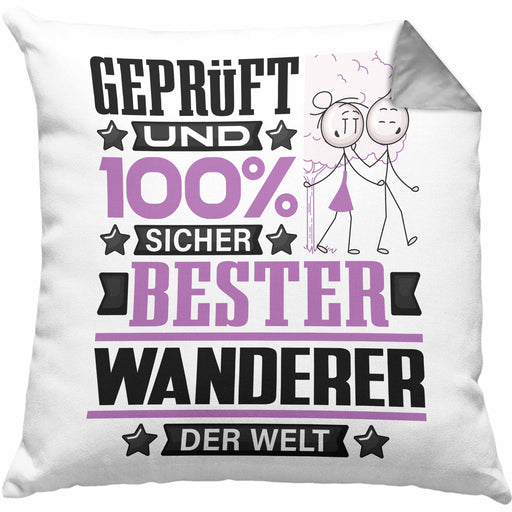 Wandern Geschenk Lustiger Spruch für Wandern Geschenkidee Bester Wandern Der WeltKissen mit Füllung 40x40 (Grau) Grau Trendation