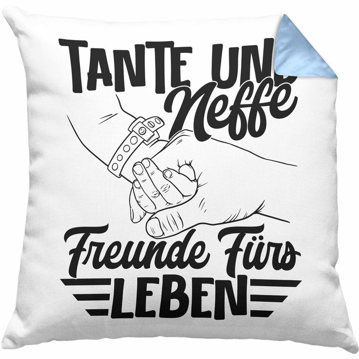 Tante Und Neffe Freunde Fürs Leben Kissen mit Füllung 40x40 Geschenk für Neffen Tante (Grau) Blau Trendation