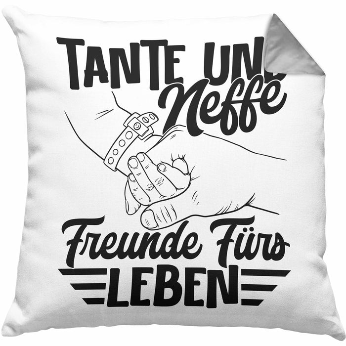Tante Und Neffe Freunde Fürs Leben Kissen mit Füllung 40x40 Geschenk für Neffen Tante (Grau) Grau Trendation