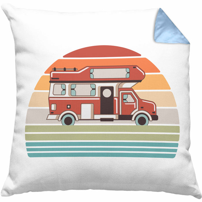Wohnwagen Camper Kissen mit Füllung 40x40 Geschenke Wohnmobil für Männer Campingwagen Geschenkidee Zubehör Camping Opa Oma Rentner Lustig Grafik (Grau) Blau Trendation