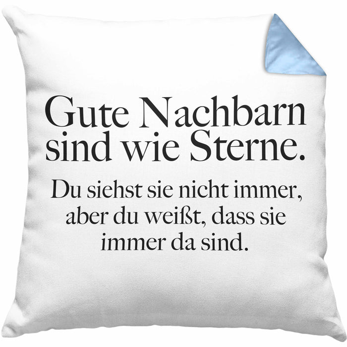 Nachbarn Abschied Geschenk Kissen mit Füllung 40x40 Abschiedsgeschenk Nachbarin Nachbar Bester Nachbar Gute Nachbarn (Grau) Blau Trendation