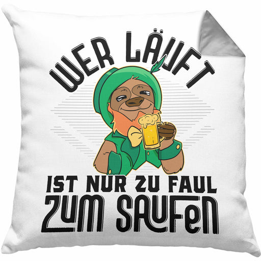 Wandern Kissen mit Füllung 40x40 Geschenk für Wandern Männer Geschenkidee Wer Läuft Ist Nur Zu Faul Zum Wandern Berge Wandern (Grau) Grau Trendation