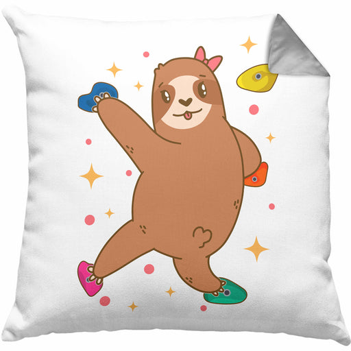 Klettern Bergsteigen Geschenk Kissen mit Füllung 40x40 Boulder Geschenkidee Berge Faultier Grafik Kinder Lustig (Grau) Grau Trendation