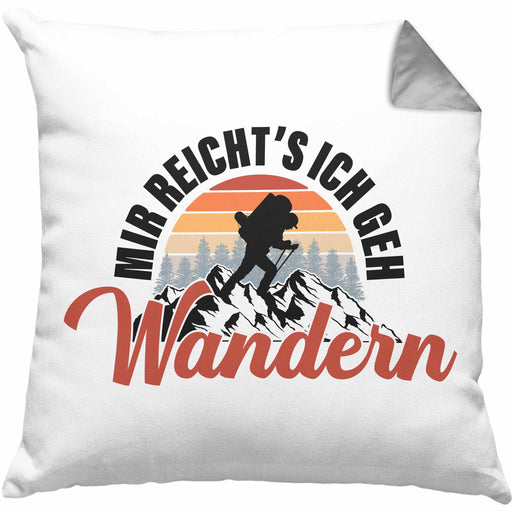 Mir Reichts Ich Geh Wandern Kissen mit Füllung 40x40 Geschenk Wander Kaffee Lustiger Sprüche Outdoor (Grau) Grau Trendation