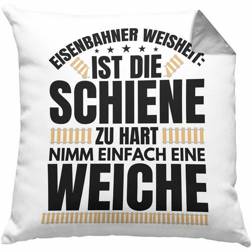 Weiche Lokführer Kissen mit Füllung 40x40 Geschenk Eisenbahner Spruch Lokomotive Geschenkidee Eisenbahn Modelleisenbahn (Grau) Grau Trendation