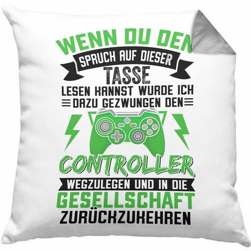 Gamer Kissen mit Füllung 40x40 Geschenk Zocker Wenn Du Den Spruch Lesen Kannst Witzige Geschenkidee Für Gaming (Grau) Grau Trendation