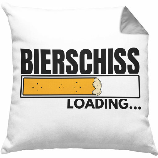 Bierschiss Loading Kissen mit Füllung 40x40 Lustiger Spruch Party Geschenkidee Männer Mann (Grau) Grau Trendation