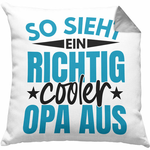 Bester Opa Der Welt Geschenk Kissen mit Füllung 40x40 So Sieht Ein Richtig Cooler Opa Aus Spruch Geburtstag Lustig (Grau) Grau Trendation