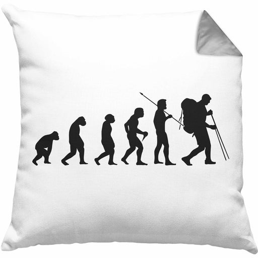 Wandern Wandern Geschenk Kissen mit Füllung 40x40 Trekking Berge Evolution Geschenkidee für Wanderung Östereich (Grau) Grau Trendation