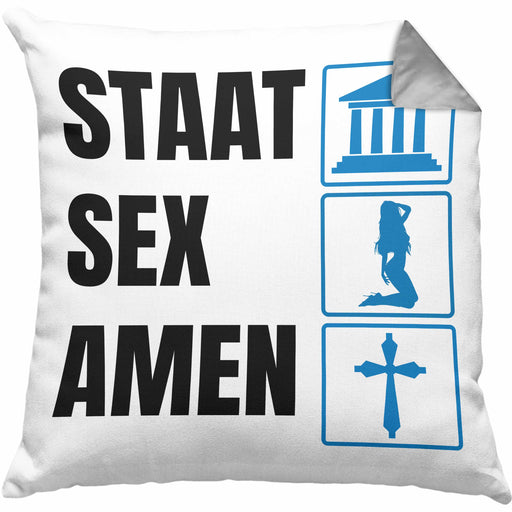 Jura Kissen mit Füllung 40x40 Geschenk Spruch Jurist Geschenkidee Anwalt Jura-Studium Lustige Sprüche Staatsexamen Staat S Amen (Grau) Grau Trendation