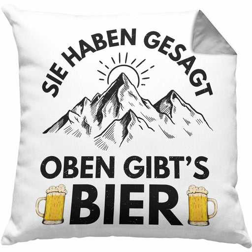 Wandern Kissen mit Füllung 40x40 Geschenk Sie Haben Gesagt Oben Gibts Bier Geschenk Berge Wandern Geschenkidee (Grau) Grau Trendation