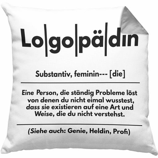 Logopädin Definition Kissen mit Füllung 40x40 Geschenk Logopädie Logopäde (Grau) Grau Trendation