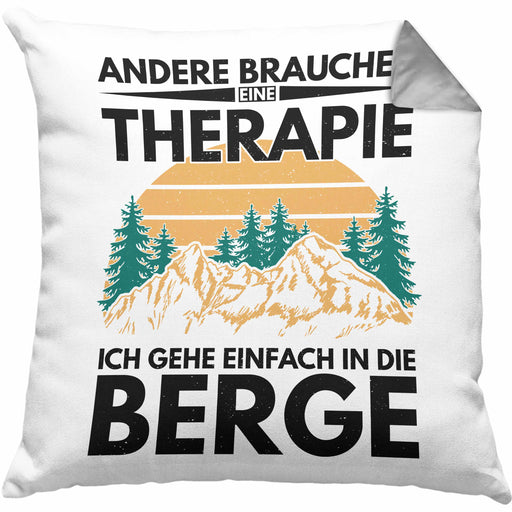 Berge Kissen mit Füllung 40x40 Geschenk Therapie Lustig Spruch Wandern Klettern Trekking (Grau) Grau Trendation