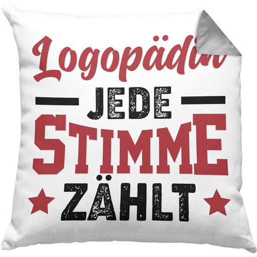 Logopädin Kissen mit Füllung 40x40 Geschenk Jede Stimme Zählt Geschenkidee Logopädie (Grau) Grau Trendation