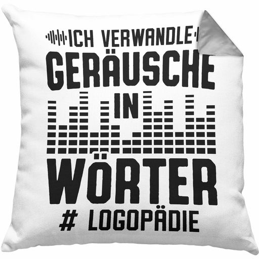 Logopädin Kissen mit Füllung 40x40 Geschenk Ich Verwandle Geräusche In Wörter Geschenkidee Logopädie (Grau) Grau Trendation