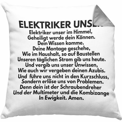 Elektriker Unser Kissen mit Füllung 40x40 Geschenk Elektromeister Lustiger Spruch Männer Geschenkidee (Grau) Grau Trendation