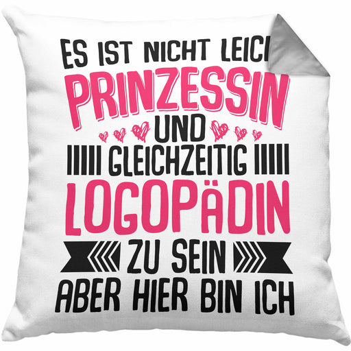 Logopädin Spruch Kissen mit Füllung 40x40 Geschenk Logopädie (Grau) Grau Trendation