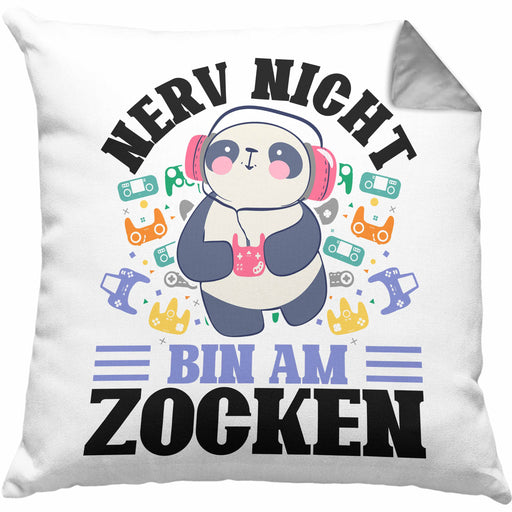 Zocker Kissen mit Füllung 40x40 Geschenk Nerv Nicht Bin Am Zocken Gamer Geschenkidee Lustiger Spruch Gaming (Grau) Grau Trendation