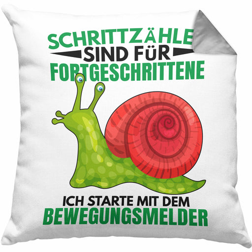 Lustiger Schnecken Spruch Kissen mit Füllung 40x40 Geschenk Humor Witzige Sprüche (Grau) Grau Trendation