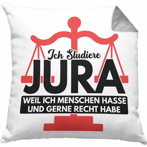 Jura Kissen mit Füllung 40x40 Geschenk Spruch Jurist Geschenkidee Anwalt Jura-Studium Lustige Sprüche Staatsexamen Ich Studiere Jura (Grau) Grau Trendation