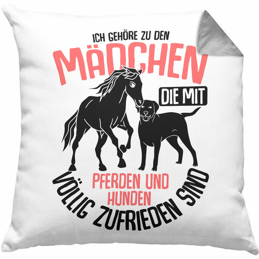 Lustige Reiter Sprüche Geschenk Kissen mit Füllung 40x40 Reiterin Pferde Mädchen Geschenkidee Pferde Und Hunde (Grau) Grau Trendation