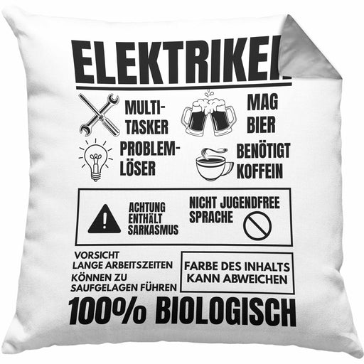 Elektriker Kissen mit Füllung 40x40 Geschenk Elektromeister Lustiger Spruch Männer Geschenkidee Multitasker (Grau) Grau Trendation