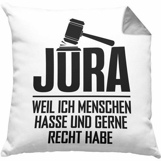 Juristin Kissen mit Füllung 40x40 Geschenk Jurist Geschenkidee Jura Weil Ich Menschen Hasse Und Gerne Recht Habe Jura-Student Geschenkidee (Grau) Grau Trendation