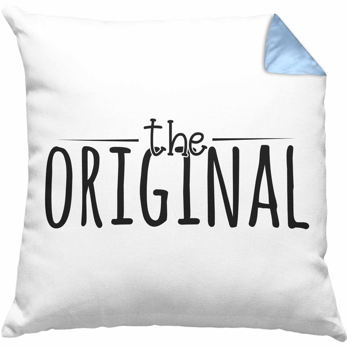 The Original Kissen mit Füllung 40x40 Geschenk Partner-Kissen mit Füllung 40x40 Geschwister (Grau) Blau Trendation