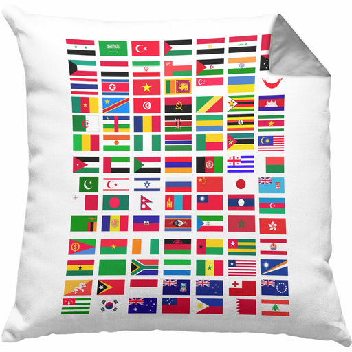 Flaggen Der Welt Kissen mit Füllung 40x40 Geschenk Reisen Weltreise Geschenkidee Flagge Jedes Land (Grau) Grau Trendation