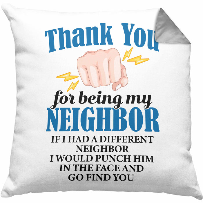 Bester Nachbar Geschenk für Nachbarn Kissen mit Füllung 40x40 Geschenkidee Beste Nachbarn der Welt (Grau) Grau Trendation