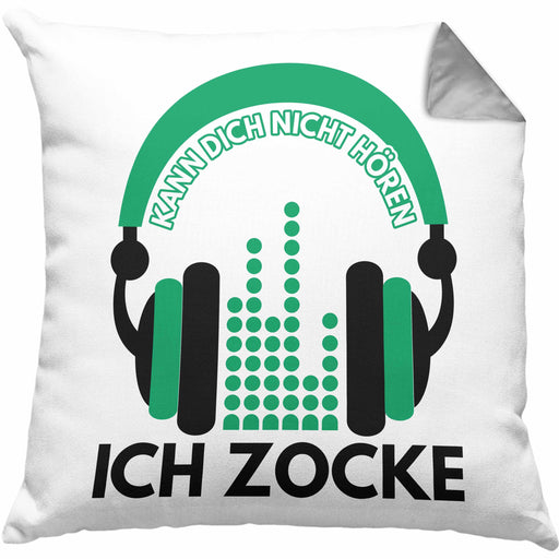 Kann Dich Nicht Hören Ich Zocke Kissen mit Füllung 40x40 Geschenk Gamer Gamergirl (Grau) Grau Trendation