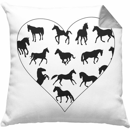 Lustige Reiter Sprüche Geschenk Kissen mit Füllung 40x40 Reiterin Pferde Mädchen Geschenkidee Pferde Grafik Herz (Grau) Grau Trendation