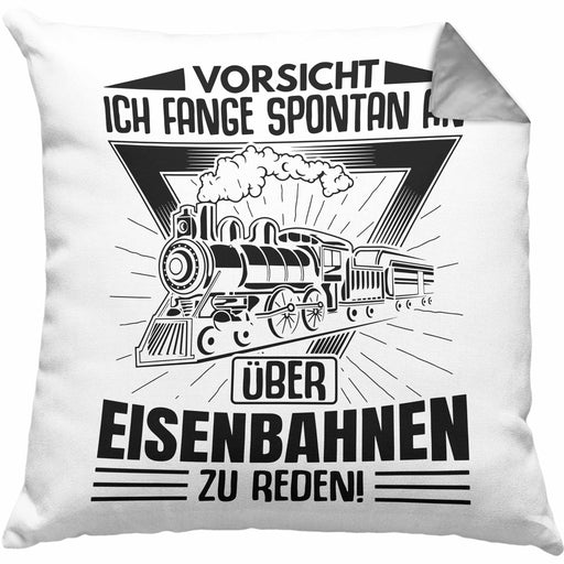 Fange Spontan An Über Eisenbahn Zu Reden Lokführer Kissen mit Füllung 40x40 Geschenk Eisenbahner Spruch Lokomotive Geschenkidee Eisenbahn Modelleisenbahn (Grau) Grau Trendation