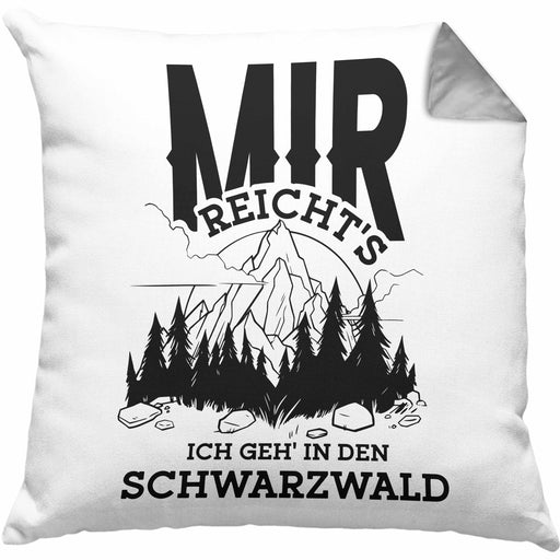 Schwarzwald Wandern Kissen mit Füllung 40x40 mit lustigem Spruch - Geschenk für Naturfreunde und Wanderliebhaber (Grau) Grau Trendation