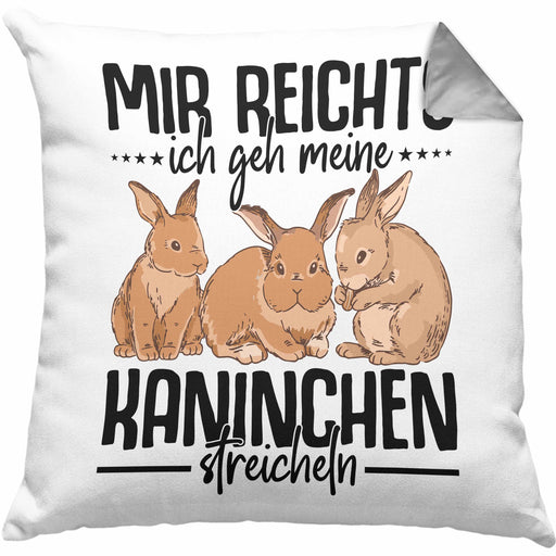 Kaninchen Kissen mit Füllung 40x40 Hasen Süßer Hase Haustier Ostern Geschenk Haustier (Grau) Grau Trendation