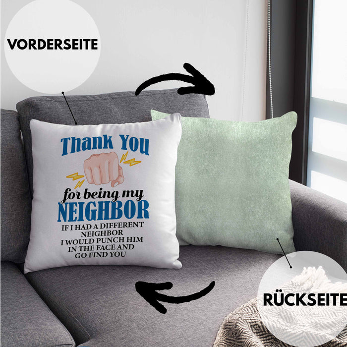 Bester Nachbar Geschenk für Nachbarn Kissen mit Füllung 40x40 Geschenkidee Beste Nachbarn der Welt (Grau) Grün Trendation