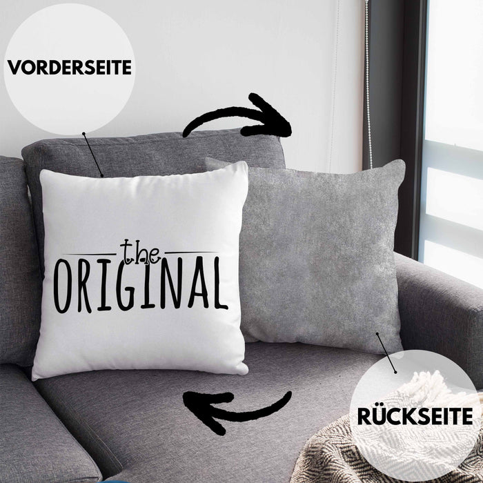 The Original Kissen mit Füllung 40x40 Geschenk Partner-Kissen mit Füllung 40x40 Geschwister (Grau) Grau Trendation