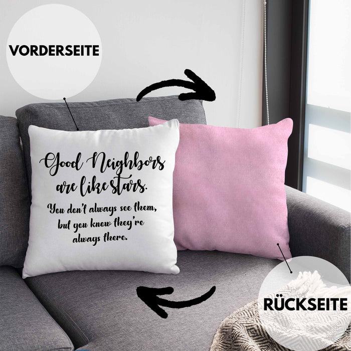 Bester Nachbar Geschenk für Nachbarn Kissen mit Füllung 40x40 Geschenkidee Beste Nachbarn der Welt Nachbarin (Grau) Rosa Trendation
