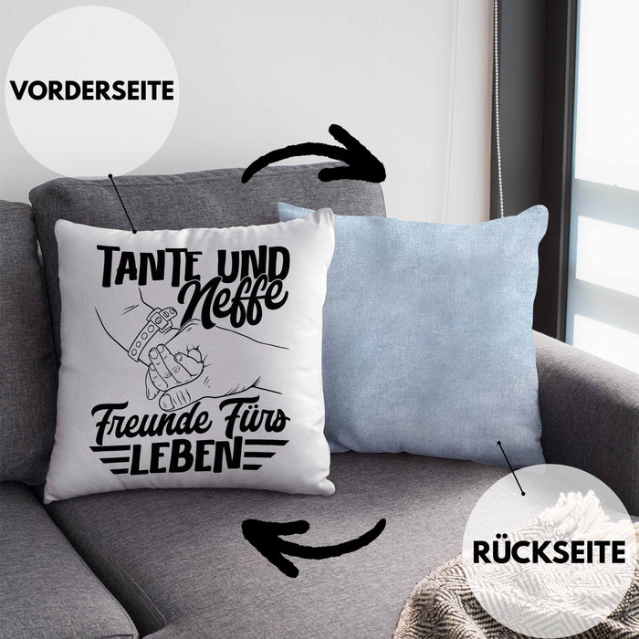 Tante Und Neffe Freunde Fürs Leben Kissen mit Füllung 40x40 Geschenk für Neffen Tante (Grau) Blau Trendation