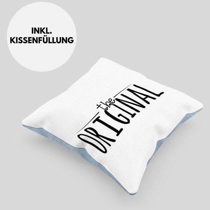 The Original Kissen mit Füllung 40x40 Geschenk Partner-Kissen mit Füllung 40x40 Geschwister (Grau) Blau Trendation