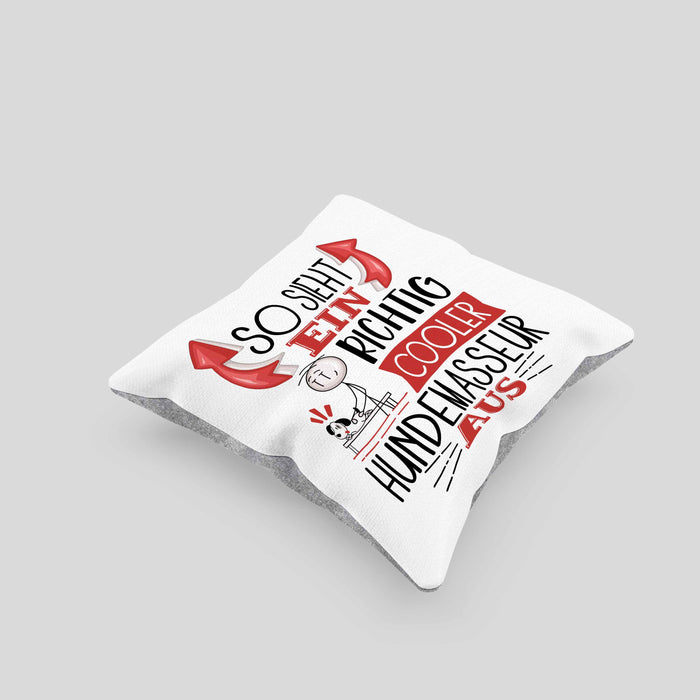 Hundemasseur Kissen mit Füllung 40x40 So Sieht Ein Richtig Cooler Hundemasseur Aus Geschenk Lustiger Spruch Geschenkidee (Grau) Grau Trendation