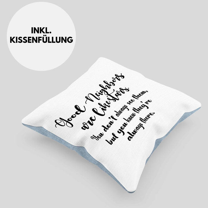 Bester Nachbar Geschenk für Nachbarn Kissen mit Füllung 40x40 Geschenkidee Beste Nachbarn der Welt Nachbarin (Grau) Blau Trendation
